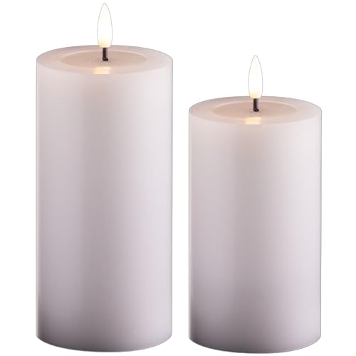 Novaliv 2er Set Led Kerzen flackernde Flamme mit Echtwachspiegel weiß 7,5cm ø 1x 15 cm, 1x12,5 cm Höhe, LED Kerzen mit Timerfunktion, 2 AA Batterien nötig, LED Echtwachs Stumpenkerzen warmweiß Novaliv 2er Set Led Kerzen flackernde Flamme mit Echtwachspiegel weiß 7,5cm ø 1x 15 cm, 1x12,5 cm Höhe, LED Kerzen mit Timerfunktion, 2 AA Batterien nötig, LED Echtwachs Stumpenkerzen warmweiß von Novaliv