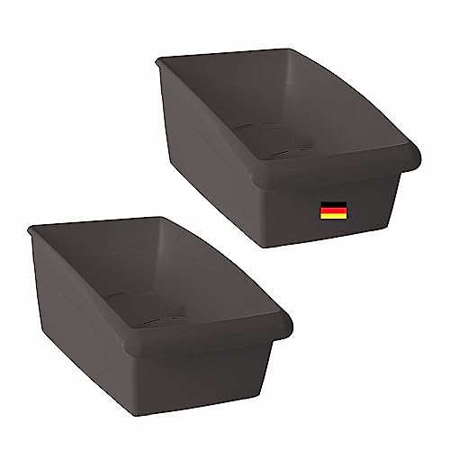 Novaliv 2er Set Medikamenten Organizer groß Hausapotheke - 25 x 16 cm ANTHRAZIT GRAU mit Abtrennung - Medikamentenbox Aufbewahrung für Pillen Tablettenbox Pflasterbox Medizinbox Verband Behälter von Novaliv