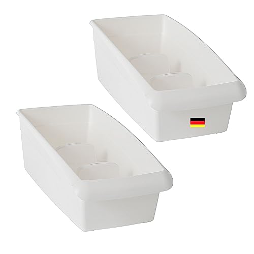 Novaliv 2er Set Medikamenten Organizer groß Hausapotheke - 25 x 16 cm WEISS mit Abtrennung - Medikamentenbox Aufbewahrung für Pillen Tablettenbox Pflasterbox Medizinbox Verband Behälter von Novaliv