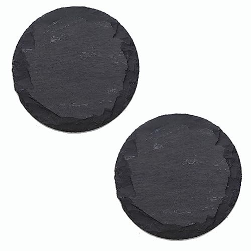 Novaliv 2er Set Schieferplatten rund 10cm Schiefer Platten Schieferteller Servierteller Servierplatten Schiefer Teller Set von Novaliv