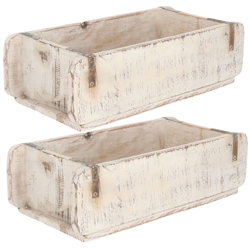 Novaliv 2x Holzkiste Vintage Weiß 30 x 15 x 10 cm Alte Ziegelform Holz EIN KAMMER Allzweckkiste aus recyceltem Altholz Jede Form EIN Unikat - Geschenkkiste von Novaliv