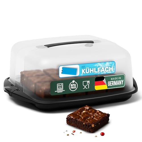 Novaliv 2x Kuchen-Transportbox (Rechteckig 38 x 33 x 15 cm), Aufbewahrungsbox mit Deckel für Kuchen & Torten, Tortentransportbox Tortenglocke Tortenbehälter, Zubehör Box Dessert Aufbewahrung von Novaliv