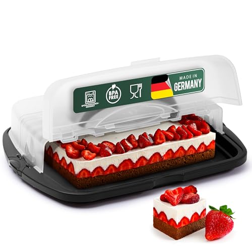Novaliv 2x Kuchen-Transportbox XL (Rechteckig 47 x 35 x 11 cm), Aufbewahrungsbox aufklappbar, Party-Box Container Tortentransportbox Tortenbehälter Behälter, Kuchen Torten Muffins Desserts Buffet von Novaliv