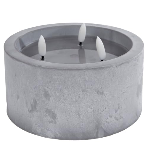 Novaliv 3 Flammen Stumpenkerze LED Kerzen flackernde Flamme mit Echtwachspiegel Beton Optik 15cm ø 10 cm Höhe, LED Kerzen, 2 AA Batterien nötig, LED Stumpenkerzen warmweiß Novaliv 3 Flammen Stumpenkerze LED Kerzen flackernde Flamme mit Echtwachspiegel Beton Optik 15cm ø 10 cm Höhe, LED Kerzen, 2 AA Batterien nötig, LED Stumpenkerzen warmweiß von Novaliv