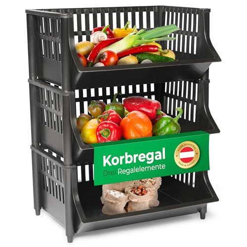Novaliv 3 Stück Korbregal Schwarz Steckregal Stapelbar & Erweiterbar, Regale für Vorratsraum, Lebensmittelregal, Obstregal Keller Aufbewahrungssystem, Apfelregal, Stapelkorb, Stapelregal Kunststoff Novaliv 3 Stück Korbregal Schwarz Steckregal Stapelbar & Erweiterbar, Regale für Vorratsraum, Lebensmittelregal, Obstregal Keller Aufbewahrungssystem, Apfelregal, Stapelkorb, Stapelregal Kunststoff von Novaliv