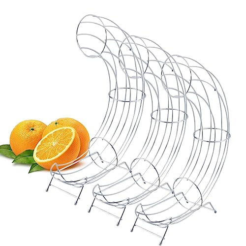 Novaliv 3 Stück praktischer Orangenhalter 9x44x32cm aus Stahl Silber stilvoll und robust perfekte Alternative für Obstschale Obstspender Obsthalter Orangenspender Apfelsinenhalter Apfelhalter von Novaliv