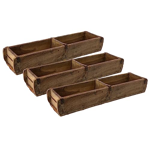 Novaliv 3x Holzkiste Vintage 58 x 15 x 10 cm Alte Ziegelform Holz Groß ZWEI KAMMER Allzweckkiste aus recyceltem Altholz Balken Jede Form EIN Unikat von Novaliv