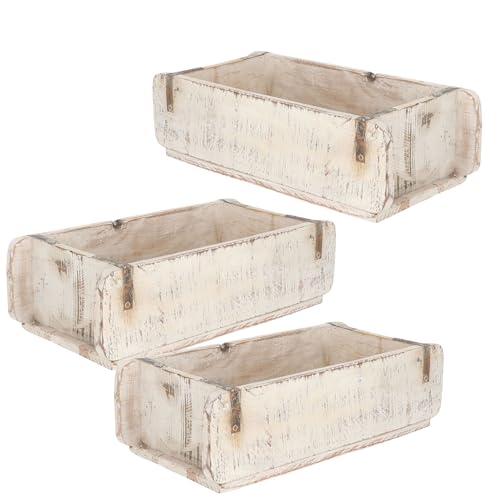 Novaliv 3x Holzkiste Vintage Weiß 30 x 15 x 10 cm Alte Ziegelform Holz EIN KAMMER Allzweckkiste aus recyceltem Altholz Jede Form EIN Unikat - Geschenkkiste von Novaliv