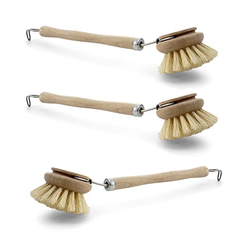 Novaliv 3X Spülbürsten Set I Naturfibre I Holz I groß I Abwaschbürste Küchenbürste Mixtopf Bürste Scheuerbürste Reinigungsbürste Holzbürste Küche Dish Brush Plastikfrei Produkte Küche von Novaliv