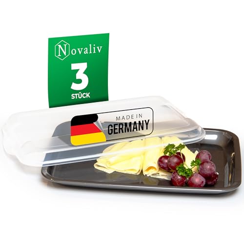 Novaliv 3er-Set Anthrazit Premium Aufschnittbox mit Transparentem Deckel, Frischhaltedosen für Wurst & Käse Maße 25x17x3 cm Kühlschrank Organizer Knäckebrotbox Wohnung must-have Küchen Gadgets Novaliv 3er-Set Anthrazit Premium Aufschnittbox mit Transparentem Deckel, Frischhaltedosen für Wurst & Käse Maße 25x17x3 cm Kühlschrank Organizer Knäckebrotbox Wohnung must-have Küchen Gadgets von Novaliv