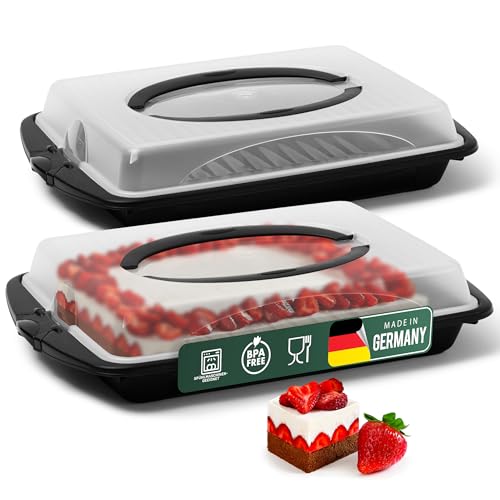 Novaliv 3er-Set Kuchen-Transportbox (Rechteckig 45 x 30 x 9 cm), Aufbewahrungsbox mit Deckel, Party-Box Container Tortentransportbox Tortenbehälter Tortenglocke, Kuchen Torten Muffins Desserts von Novaliv