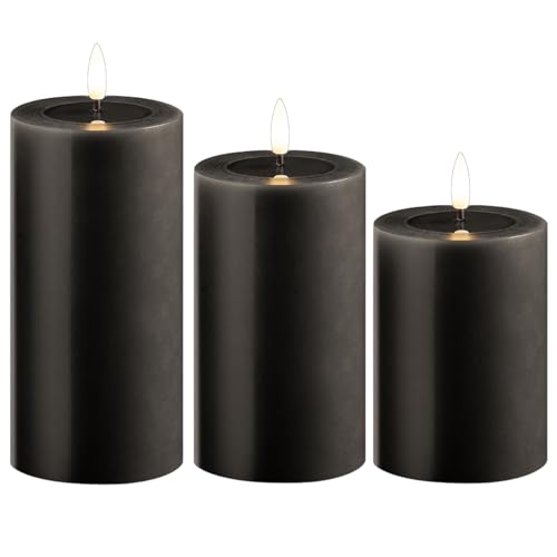 Novaliv 3er Set Led Kerzen flackernde Flamme mit Echtwachspiegel grau 7,5cm ø 1x 15 cm, 1x12,5 cm, 1x10 cm Höhe, LED Kerzen mit Timerfunktion, 2 AA Batterien nötig, LED Echtwachs Stumpenkerzen grau Novaliv 3er Set Led Kerzen flackernde Flamme mit Echtwachspiegel grau 7,5cm ø 1x 15 cm, 1x12,5 cm, 1x10 cm Höhe, LED Kerzen mit Timerfunktion, 2 AA Batterien nötig, LED Echtwachs Stumpenkerzen grau von Novaliv
