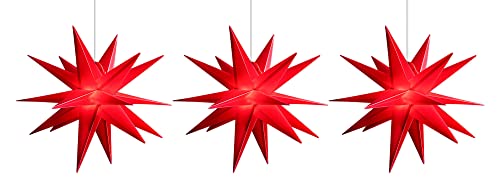 Novaliv 3er Sparset Weihnachtssterne Dekosterne 40cm ROT für AUSSEN Kabel mit Trafo & Timerfunktion 3D Stern 18 Zackig Leuchtstern Weihnachtslicht Winterbeleuchtung 3D Stern Weihnachtslicht von Novaliv