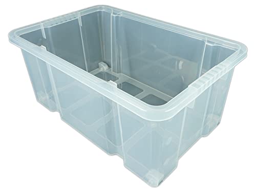 Novaliv 3x Aufbewahrungsboxen mit Deckel Rollen 55l 61x40x34 transparent Transparent Kunststoffbox mit Deckel Stapelkiste Verstauboxen Spielzeugkisten Stapelbox von Novaliv