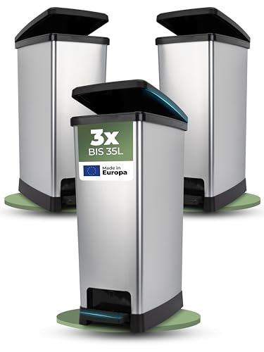 Novaliv 3x Großer Mülleimer mit Deckel - 35L Tretmülleimer mit Soft-Close-System - Stabiler Abfalleimer mit Deckel & Fußpedal - Geruchsdichter Mülleimer Küche u.v.m - Treteimer Müllbehälter Novaliv 3x Großer Mülleimer mit Deckel - 35L Tretmülleimer mit Soft-Close-System - Stabiler Abfalleimer mit Deckel & Fußpedal - Geruchsdichter Mülleimer Küche u.v.m - Treteimer Müllbehälter von Novaliv