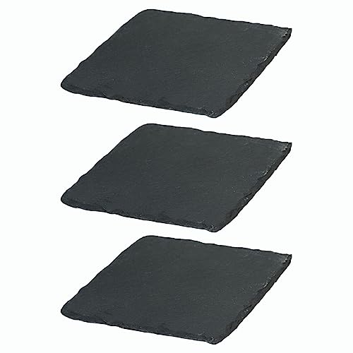 Novaliv 3x Schieferplatten I quadratisch I 15x15x0,5 cm I Sushi Platte Steinteller Schieferplatten Set Schiefer Servierplatten deko Buffet Platten von Novaliv