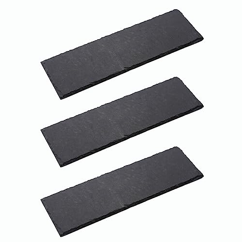 Novaliv 3x Schieferplatten I rechteckig I 20x15x0,5 cm I Sushi Platte Steinteller Schieferplatten Set Schiefer Servierplatten schmall von Novaliv