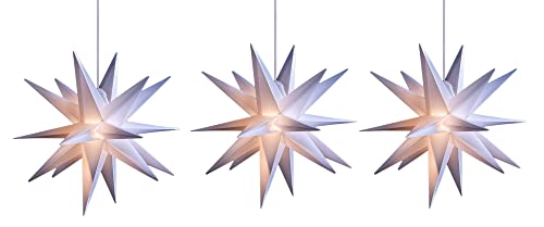 Novaliv 3x Weihnachtsstern beleuchtet Faltstern 55cm Dekosterne WEISS hochwertiger Kunststoffstern für Glühbirne mit TIMER FUNKTION 3D Stern 18 Zackig Leuchtsterne Weihnachtslichter Winterbeleuchtung von Novaliv