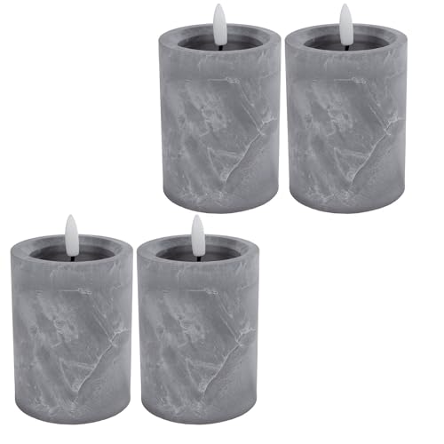 Novaliv 4 Set LED Stumpenkerze Beton Optik Echtwachs LED warmweiß 7,5cm ø 10cm Höhe - 2 AA Batterien nötig LED Echtwachskerze mit Flackereffekt flammenlose Stumpenkerze LED Kerze schmal Novaliv 4 Set LED Stumpenkerze Beton Optik Echtwachs LED warmweiß 7,5cm ø 10cm Höhe - 2 AA Batterien nötig LED Echtwachskerze mit Flackereffekt flammenlose Stumpenkerze LED Kerze schmal von Novaliv