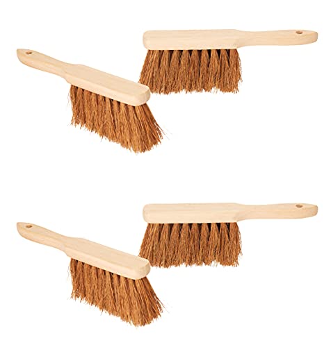 Novaliv 4er Set Handfeger KOKOSBORSTEN Autohandfeger Besen weiche Borsten Kokosfeger Industriehandfeger Auto Schneebesen Holz Hand Brush Handfeger Grob Handfeger Campen Besen Auto Handfeger Draußen von Novaliv