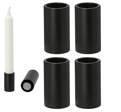 Novaliv 4X Kerzenhalter für Stabkerzen magentisch SCHWARZ 2,8x10cm scandic chic Candle Holder Kerzenständer Magnet Tafelkerzen Tischdekoration weihnachtlich Kerzentülle Wohnzimmerdeko von Novaliv