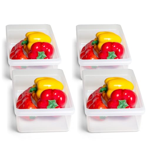 Novaliv 4X Kühlschrank Organizer 30,5 x 7,5 x 16 cm BPA-frei Ordnung Made in Germany Leicht Reinigen Lebensmittelecht aufbewahrungsbehälter für Kühlschrank Spühlmaschinenfest Ordnungssystem Küche von Novaliv