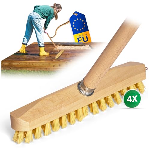 Novaliv 4X Scheuerbürste mit Holzstange aus Holz mit PPN Borsten| Wischer mit Gewinde| robuste Scheuerbürsten| Boden-Bürste| wurzelbürste Innen- Außenbereich Novaliv 4X Scheuerbürste mit Holzstange aus Holz mit PPN Borsten| Wischer mit Gewinde| robuste Scheuerbürsten| Boden-Bürste| wurzelbürste Innen- Außenbereich von Novaliv