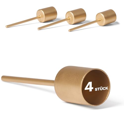 Novaliv 4X Stabkerzenhalter Gold I Kerzenpick 10 x 2,5 cm Kerzenstecker für Stabkerzen Weihnachtsdekoration I Kerzenpin Adventskranzdekoration Kerzenleuchter von Novaliv