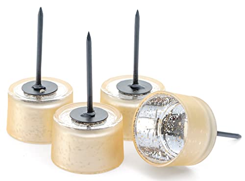 Novaliv 4X Teelicht-Gläser | Gold | Ø 5cm x 8,5cm | Mit Metall-Pick | zur Gestaltung von Gesteck und Kränzen | Adventskranz-Kerzenhalter | Kerzenhalter mit Spieß Teelichthalter von Novaliv