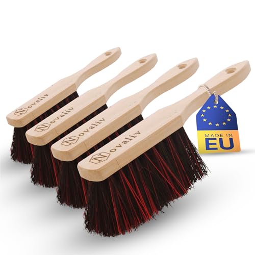 Novaliv 4er Set Handfeger Klein Arenga & ELASTONBORSTEN Handbesen Auto Kehrwisch Industriehandfeger Auto Schneebesen Holz Hand Brush Handfeger Grob Handfeger Camping Besen Vorzeltteppich Wohnwagen von Novaliv