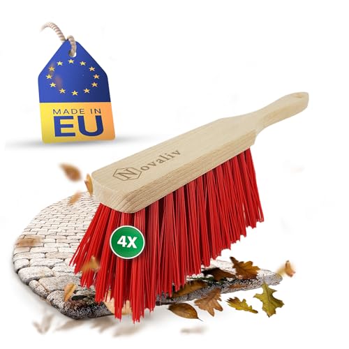 Novaliv 4er Set Handfeger Klein ELASTONBORSTEN Handbesen Holz Kehrwisch Industriehandfeger Auto Schneebesen Holz Hand Brush Handfeger Grob Handfeger Camping Besen Vorzeltteppich Wohnwagen von Novaliv