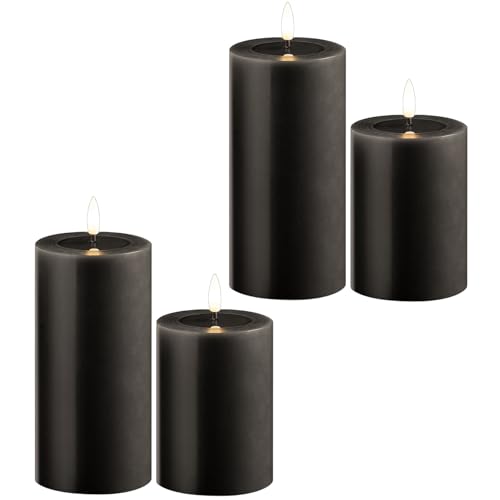 Novaliv 4er Set Led Kerzen flackernde Flamme mit Echtwachspiegel grau 7,5cm ø 2X 15 cm, 2x10 cm Höhe, LED Kerzen mit Timerfunktion, 2 AA Batterien nötig, LED Echtwachs Stumpenkerzen grau Novaliv 4er Set Led Kerzen flackernde Flamme mit Echtwachspiegel grau 7,5cm ø 2X 15 cm, 2x10 cm Höhe, LED Kerzen mit Timerfunktion, 2 AA Batterien nötig, LED Echtwachs Stumpenkerzen grau von Novaliv