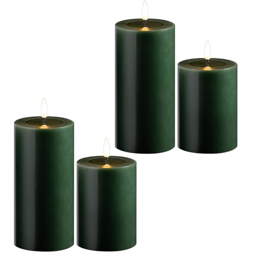 Novaliv 4er Set Led Kerzen flackernde Flamme mit Echtwachspiegel grün 7,5cm ø 2X 15 cm, 2x10 cm Höhe, LED Kerzen mit Timerfunktion, 2 AA Batterien nötig, LED Echtwachs Stumpenkerzen warmweiß Novaliv 4er Set Led Kerzen flackernde Flamme mit Echtwachspiegel grün 7,5cm ø 2X 15 cm, 2x10 cm Höhe, LED Kerzen mit Timerfunktion, 2 AA Batterien nötig, LED Echtwachs Stumpenkerzen warmweiß von Novaliv