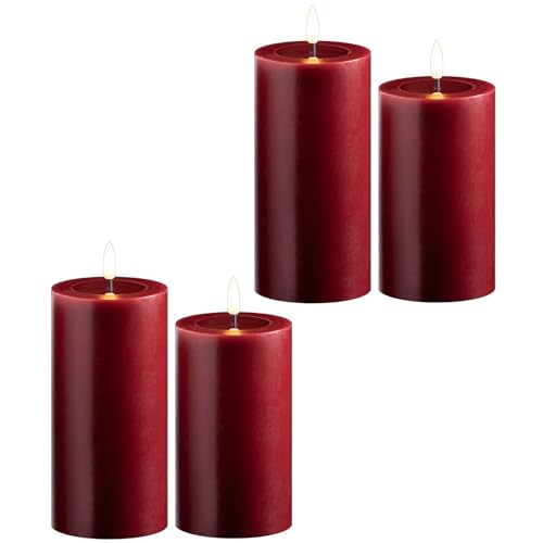 Novaliv 4er Set Led Kerzen flackernde Flamme mit Echtwachspiegel rot 7,5cm ø 2X 15 cm, 2x12,5 cm Höhe, LED Kerzen mit Timerfunktion, 2 AA Batterien nötig, LED Echtwachs Stumpenkerzen rot Novaliv 4er Set Led Kerzen flackernde Flamme mit Echtwachspiegel rot 7,5cm ø 2X 15 cm, 2x12,5 cm Höhe, LED Kerzen mit Timerfunktion, 2 AA Batterien nötig, LED Echtwachs Stumpenkerzen rot von Novaliv