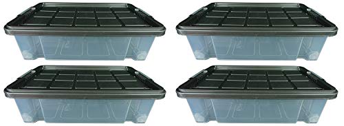 Novaliv 4x Unterbettkommode mit Deckel Rollen Flach 28 l 61x40x18 transparent Grau Anthrazit Stapelkiste Unterbettbox Bettkasten Aufbewahrung under bed storage box Plastikkisten Novaliv 4x Unterbettkommode mit Deckel Rollen Flach 28 l 61x40x18 transparent Grau Anthrazit Stapelkiste Unterbettbox Bettkasten Aufbewahrung under bed storage box Plastikkisten von Novaliv