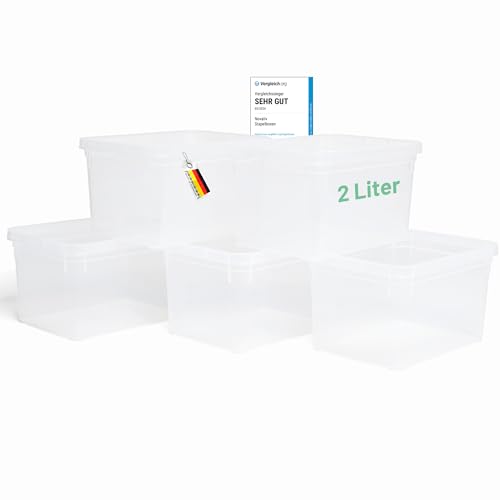 Novaliv 5x Aufbewahrungsboxen ohne Deckel klein 2 L transparente Nestbar stapelbare Plastikboxen Kunststoff BPA-frei 18,5x13,5x10 von Novaliv