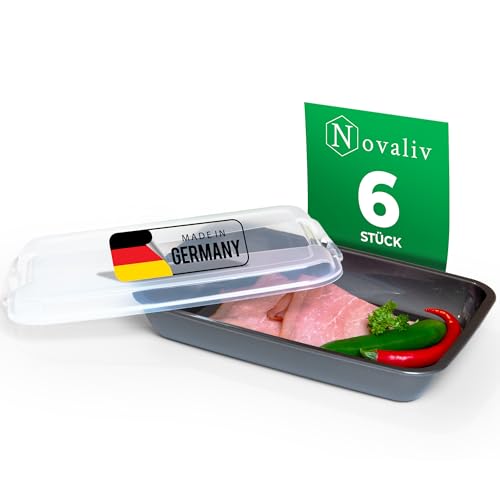 Novaliv 6er-Set Anthrazit Premium Aufschnittbox mit Transparentem Deckel, Frischhaltedosen für Wurst & Käse Maße 25x17x5 cm Kühlschrank Organizer Knäckebrotbox Wohnung must-have Küchen Gadgets Novaliv 6er-Set Anthrazit Premium Aufschnittbox mit Transparentem Deckel, Frischhaltedosen für Wurst & Käse Maße 25x17x5 cm Kühlschrank Organizer Knäckebrotbox Wohnung must-have Küchen Gadgets von Novaliv