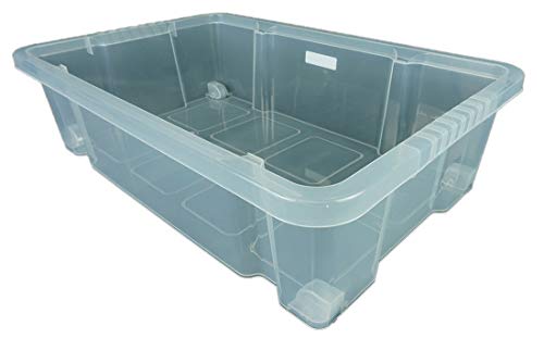 Novaliv 6x Kunststoffbox mit Deckel Rollen Flach 28 l 61x40x18 transparent Transparent Multibox Plastic storage boxes Kunststoffkiste Lagerbox Spielzeugbox Aufbewahrungsboxen mit Deckel von Novaliv