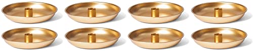 Novaliv 8X Kerzenhalter 15cm Metall Stabkerzen Tafelkerzen Gold scandic chic Adventskranz Kerzenteller Kerzenständer weihnachtliche Tischdekoration Stabkerzenhalter Candle Holder Kerzenpin von Novaliv
