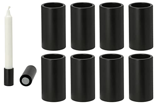 Novaliv 8X Kerzenhalter für Stabkerzen magentisch SCHWARZ 2,8x5cm Kerzenständer Magnet Tafelkerzen Tischdekoration weihnachtlich scandic chic Candle Holder Kerzentülle Wohnzimmerdeko von Novaliv