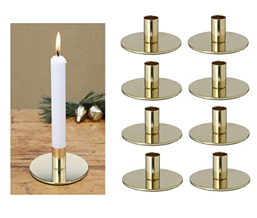 Novaliv 8X Kerzenständer Gold Metall 10x5cm Weihnachten Adventskranz Kerzenhalter Stabkerzen Kerzenpn scandic chic Tischdekoration Home Deko Retro Dekoschale Weihnachtsdekoration Candle Holder von Novaliv