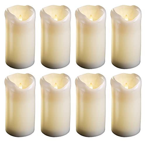 Novaliv 8X große LED Stumpenkerze mit Timer - 7,5cm Durchmesser 15cm Höhe - 2 AA Batterien nötig LED Echtwachskerze mit Flackereffekt flammenlose Stumpenkerze - LED Kerze groß Weihnachtsbeleuchtung von Novaliv