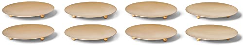 Novaliv 8er-Set Kerzenhalter Gold 3 Füße 12cm Kerzenteller Teelichter Kerzenhalter Dekoteller rund Adventskranzkerzenhalter Tischdekoration für Stumpenkerzen Kerzenpin Metall Weihnachten von Novaliv