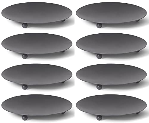 Novaliv 8er-Set Kerzenteller 3 Füße SCHWARZ 7,5cm Kerzenständer für Stumpenkerzen Teelichter Kerzenhalter Dekoteller rund Tischdekoration Kerzenpin Metall Adventskranzkerzenhalter von Novaliv