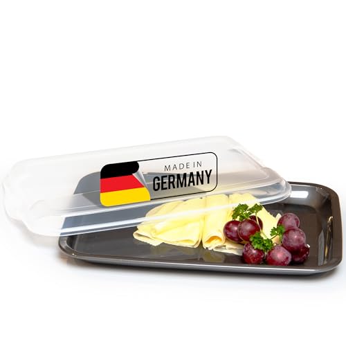 Novaliv Anthrazit Premium Aufschnittbox mit Transparentem Deckel, Frischhaltedosen für Wurst & Käse Maße 25x17x3 cm Kühlschrank Organizer Knäckebrotbox Wohnung Must-Have Küchen Gadgets von Novaliv