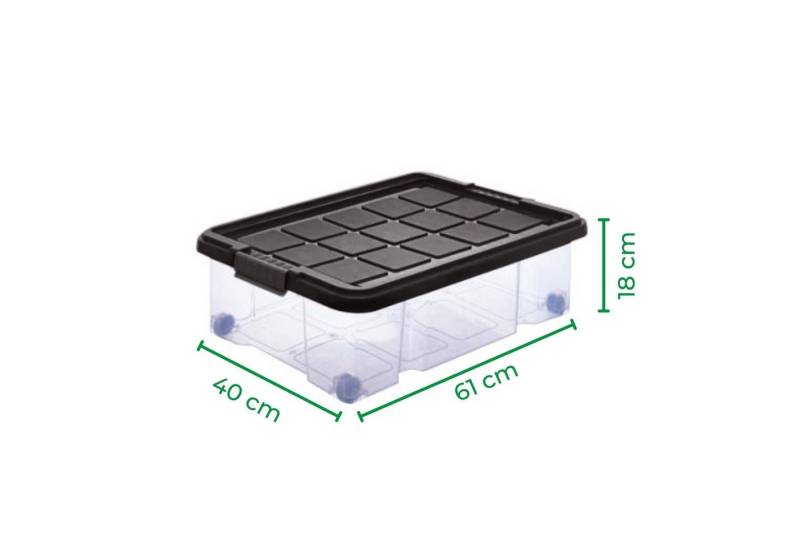 Novaliv Aufbewahrungsbox - (3 St), 3x Aufbewahrungsbox, 3x Deckel, 12x Rollen von Novaliv