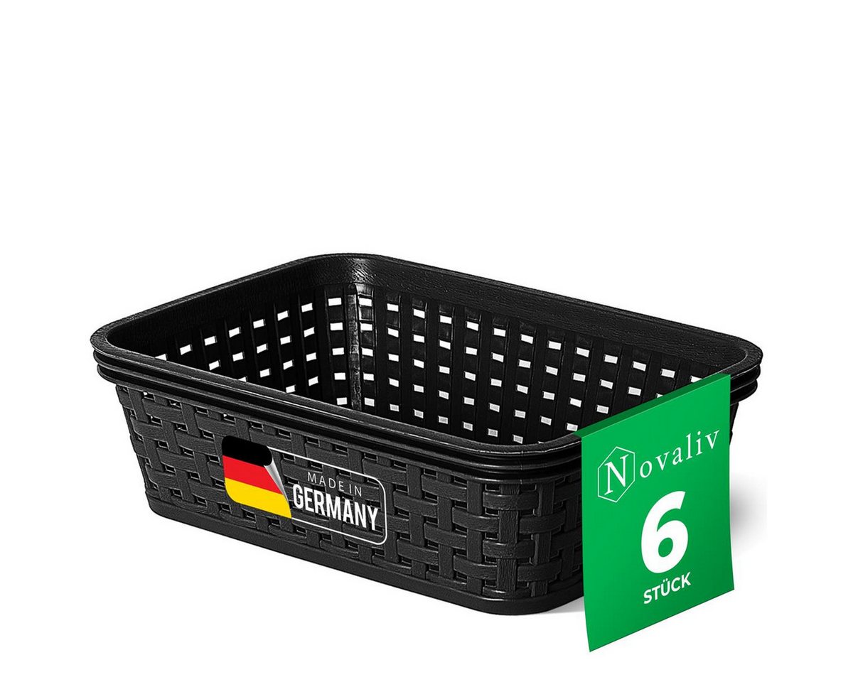 Novaliv Aufbewahrungsbox - (6 St), 6x Aufbewahrungskorb Rattan von Novaliv