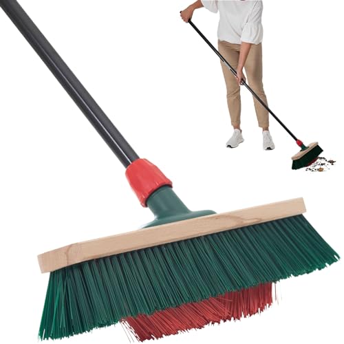 Novaliv Besen mit V-Beborstung 40 cm Elaston grün/rot | Besen mit Teleskopstiel | Straßenbesen Kehrbesen Gartenbesen Industriebesen Hofbesen Allzweckbesen Großraumbesen Garden Broom Strassenbesen von Novaliv