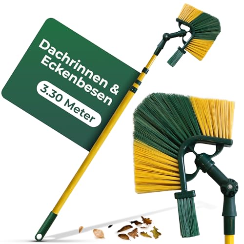 Novaliv Dachrinnenbürste & Eckenbürste mit Schaber & Teleskopstiel 3,3m, Dachrinnen Reinigung Besen Bürste Reiniger Raupe, Dachrinnenbürste Dachrinnenreiniger Dach Rinnen Putzen Reinigungsset Novaliv Dachrinnenbürste & Eckenbürste mit Schaber & Teleskopstiel 3,3m, Dachrinnen Reinigung Besen Bürste Reiniger Raupe, Dachrinnenbürste Dachrinnenreiniger Dach Rinnen Putzen Reinigungsset von Novaliv