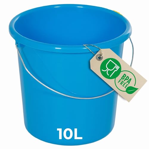 Novaliv Eimer 10L Blau mit Maßeinteilung - Putzeimer 10 Liter ? 28,5 cm Praktischer Allrounder mit Skala für Haushalt & Garten ideal als Haushaltseimer, Wassereimer, Wischeimer, Bucket von Novaliv
